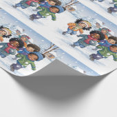 Afro-Amerikaanse kinderen spelen in de sneeuw Cadeaupapier (Hoek)