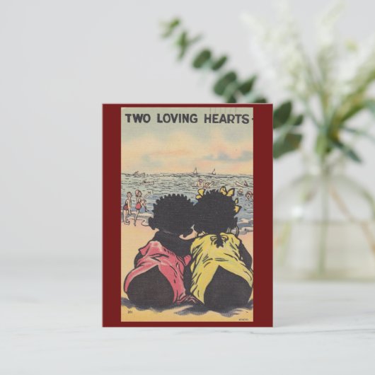 Afro-Amerikaanse Kinderen Strand  Valentijn Briefkaart (Staand voorkant)