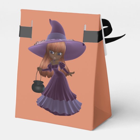 Afro-Amerikaanse kleine heks Halloween Treat Bedankdoosjes (Achterkant)