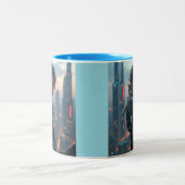 Afro-Amerikaanse kleine meid met haar kitten Tweekleurige Koffiemok (Center)