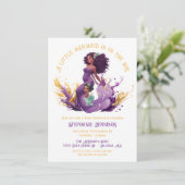 Afro-Amerikaanse kleine zeemeermin Baby shower Kaart (Staand voorkant)