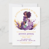 Afro-Amerikaanse kleine zeemeermin Baby shower Kaart (Voorkant)