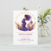 Afro-Amerikaanse kleine zeemeermin Baby shower Kaart (Staand voorkant)