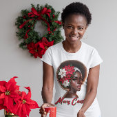 Afro-Amerikaanse koningin met Poinsettias T-shirt