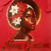 Afro-Amerikaanse koningin met Poinsettias T-shirt