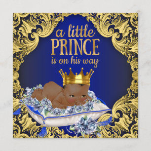 Afro-Amerikaanse Koninklijke Prins Baby Shower Kaart