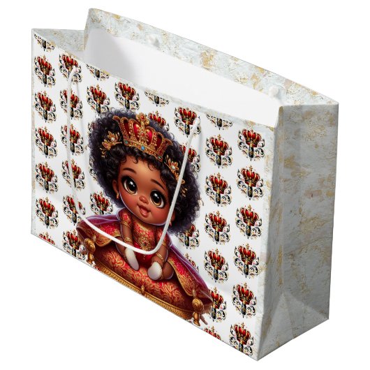 Afro-Amerikaanse koninklijke prinses Elegant Groot Cadeauzakje (Voorkant Gekanteld)