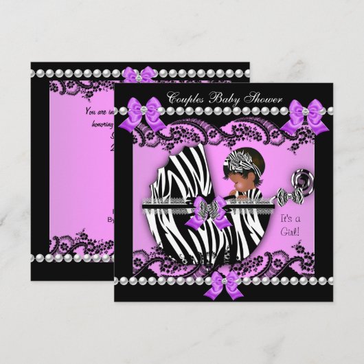 Afro-Amerikaanse koppels babyshower meisje zebra Kaart (Voorkant / Achterkant)