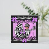 Afro-Amerikaanse koppels babyshower meisje zebra Kaart (Staand voorkant)