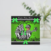 Afro-Amerikaanse koppels babyshower meisje zebra Kaart (Staand voorkant)