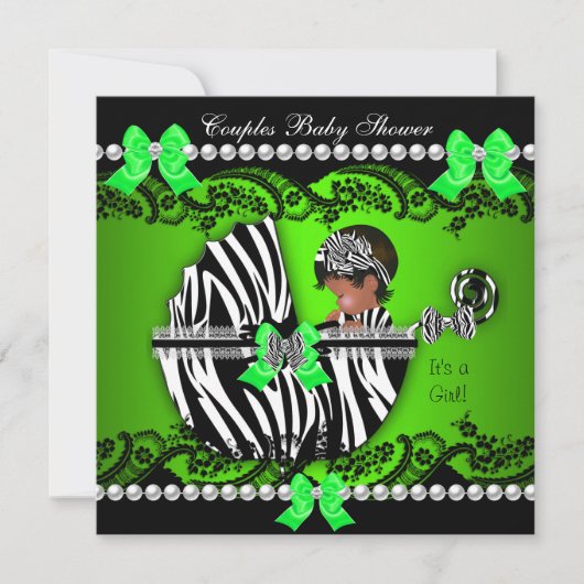 Afro-Amerikaanse koppels babyshower meisje zebra Kaart (Voorkant)