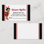 Afro-Amerikaanse Ladybug Luier Raffle Tickets Informatiekaartje (Voorkant / Achterkant)