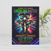 Afro-Amerikaanse Laser Tag Verjaardag Kaart (Staand voorkant)