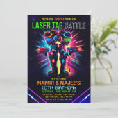 Afro-Amerikaanse Laser Tag Verjaardag Kaart (Staand voorkant)
