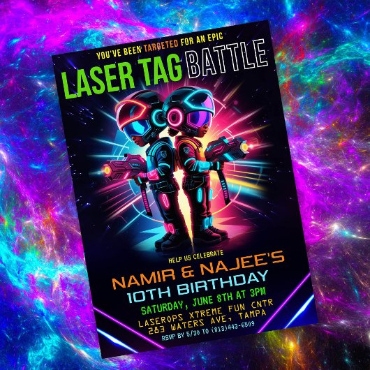 Afro-Amerikaanse Laser Tag Verjaardag Kaart