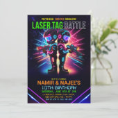 Afro-Amerikaanse Laser Tag Verjaardag Kaart (Staand voorkant)