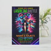 Afro-Amerikaanse Laser Tag Verjaardag Kaart (Staand voorkant)