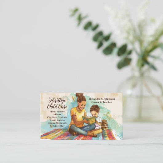 Afro-Amerikaanse leraar Babysitter Kinderopvang Visitekaartje (Staand voorkant)