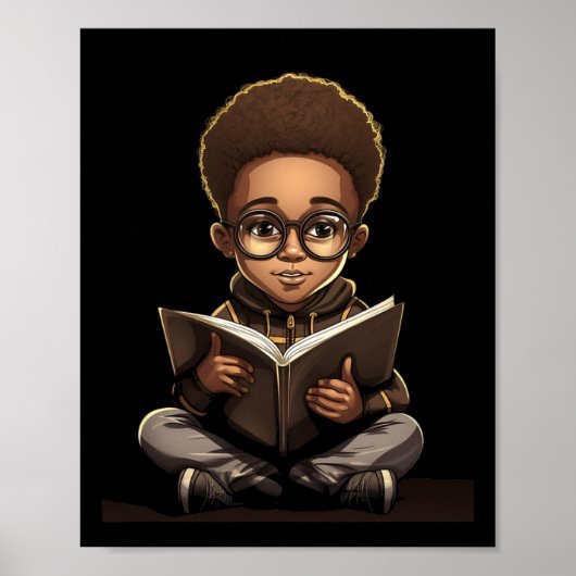 Afro-Amerikaanse lezer boekenwurm lezen Poster (Voorkant)