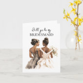 Afro-Amerikaanse lieve vrouwen bruidsmeisje voorst Kaart (Gele Bloem)