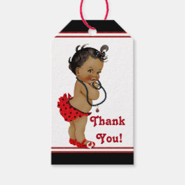 Afro-Amerikaanse lieveheersbeestje baby shower Cadeaulabel