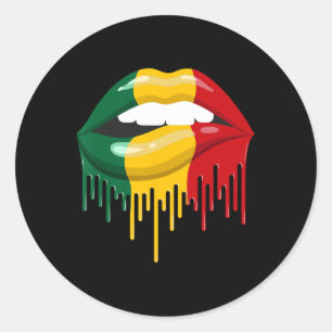 Afro-Amerikaanse Lips Vrouwen Meisjes Ronde Sticker