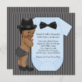 Afro-Amerikaanse Little Man Baby Boy Shower Kaart (Voorkant / Achterkant)