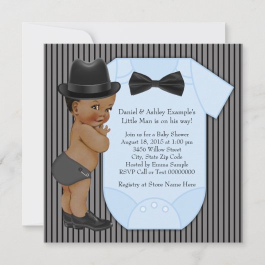 Afro-Amerikaanse Little Man Baby Boy Shower Kaart (Voorkant)