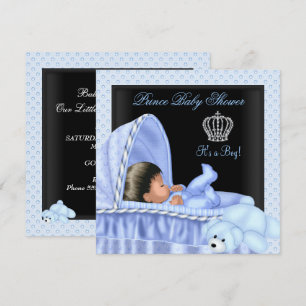 Afro-Amerikaanse Little Prince Baby Shower Jongen Kaart