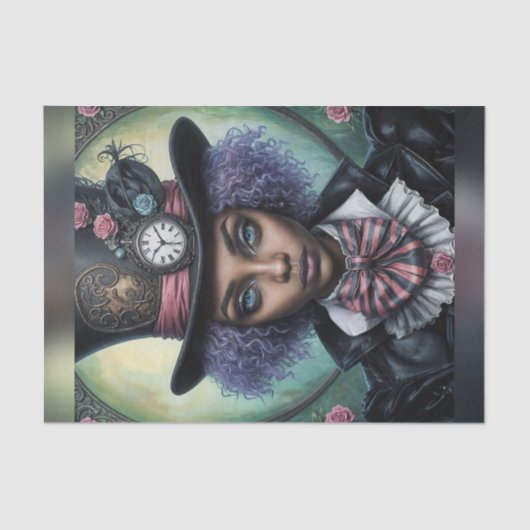 Afro-Amerikaanse Mad Hatter Decoupage Papier (Voorkant)