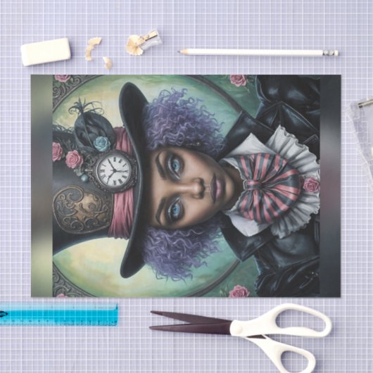 Afro-Amerikaanse Mad Hatter Decoupage Papier (Craft)