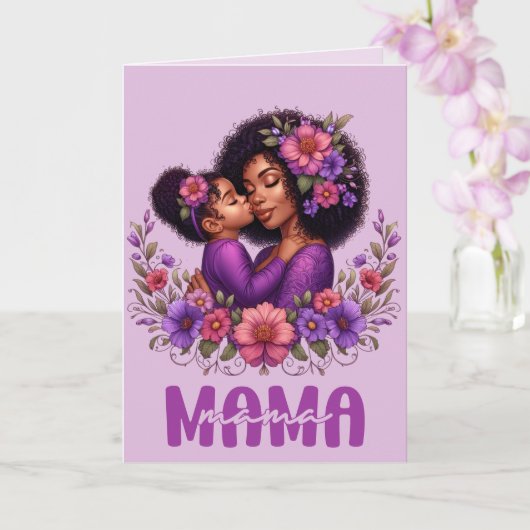 Afro-Amerikaanse Mama & Dochter Moederdag Kaart (Orchidee)