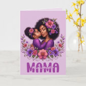 Afro-Amerikaanse mama en dochter Moederdag Kaart (Gele Bloem)