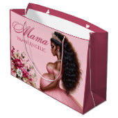 Afro-Amerikaanse Mama om Roze & Goud te zijn Groot Cadeauzakje (Achterkant Gekanteld)