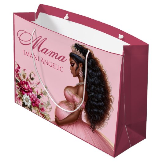 Afro-Amerikaanse Mama om Roze & Goud te zijn Groot Cadeauzakje (Achterkant Gekanteld)
