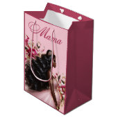 Afro-Amerikaanse Mama om Roze & Goud te zijn Medium Cadeauzakje (Voorkant Gekanteld)