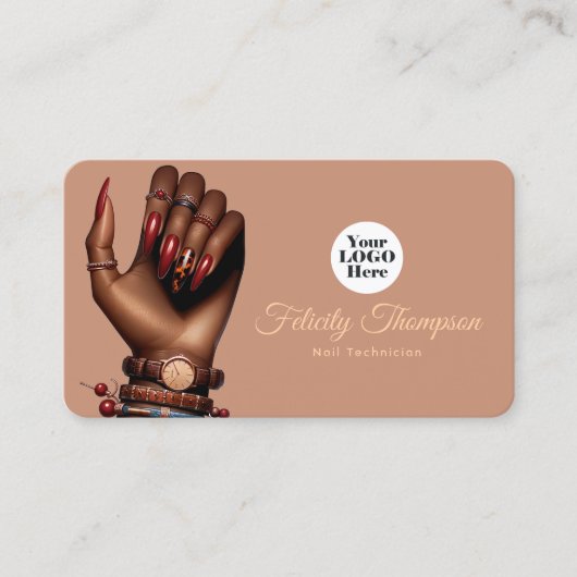 Afro-Amerikaanse manicure salon QR-code Visitekaartje (Voorkant)