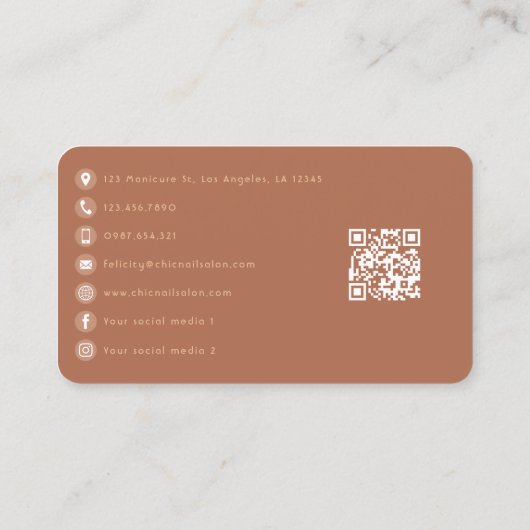 Afro-Amerikaanse manicure salon QR-code Visitekaartje (Achterkant)