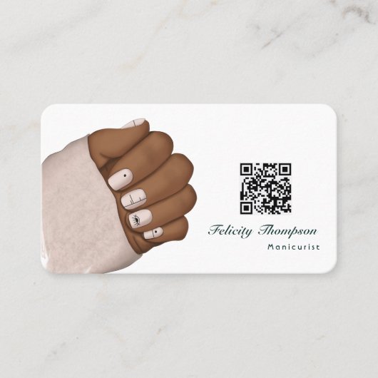 Afro-Amerikaanse manicure schoonheid QR-code bedri Visitekaartje (Voorkant)