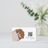 Afro-Amerikaanse manicure schoonheid QR-code bedri Visitekaartje (Staand voorkant)