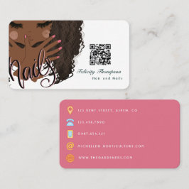 Afro-Amerikaanse manicure schoonheid QR-code Visitekaartje