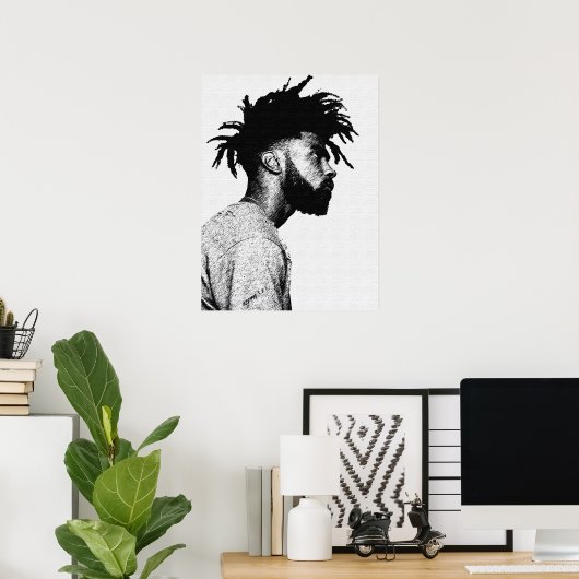 Afro-Amerikaanse mannelijke pentekening Poster (Thuiskantoor)