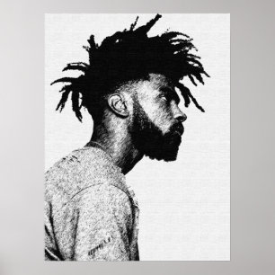 Afro-Amerikaanse mannelijke pentekening Poster