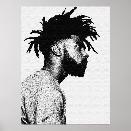 Afro-Amerikaanse mannelijke pentekening Poster (Voorkant)