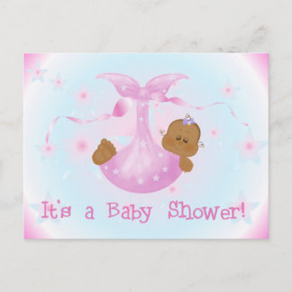 Afro-Amerikaanse meisje Baby shower Uitnodiging Briefkaart