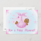 Afro-Amerikaanse meisje Baby shower Uitnodiging Briefkaart (Voorkant / Achterkant)