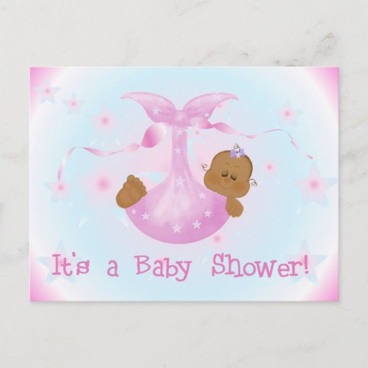 Afro-Amerikaanse meisje Baby shower Uitnodiging Briefkaart (Voorkant)