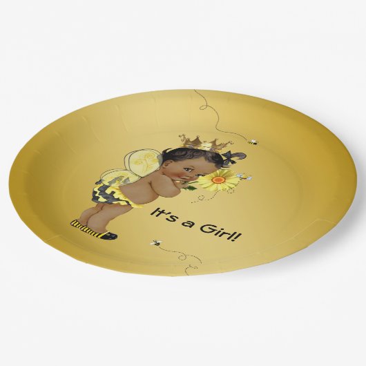 Afro-Amerikaanse meisje bij Baby shower Papieren Bordje (Gekanteld)