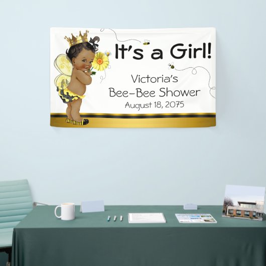Afro-Amerikaanse meisje bij Baby shower Spandoek (Beurs)