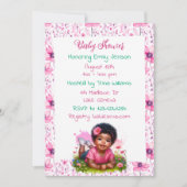 Afro-Amerikaanse Meisje Bloemen Baby shower Kaart (Voorkant)